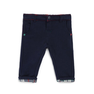 Boys Dark Blue Solid Long Trouser